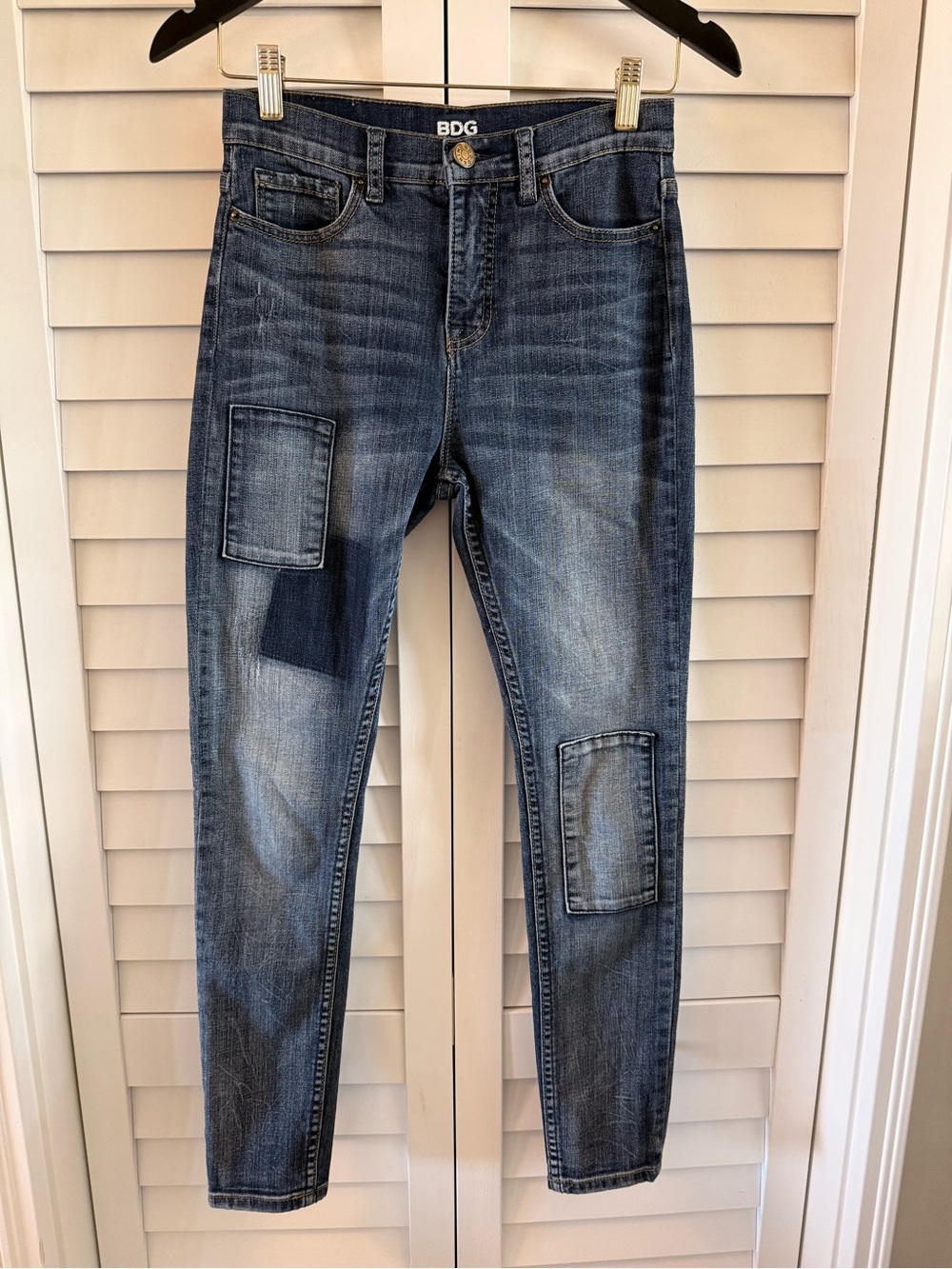 BDG Women's Dark Blue Patchwork Highrise Twig Skinny Ankle Jeans Size 26